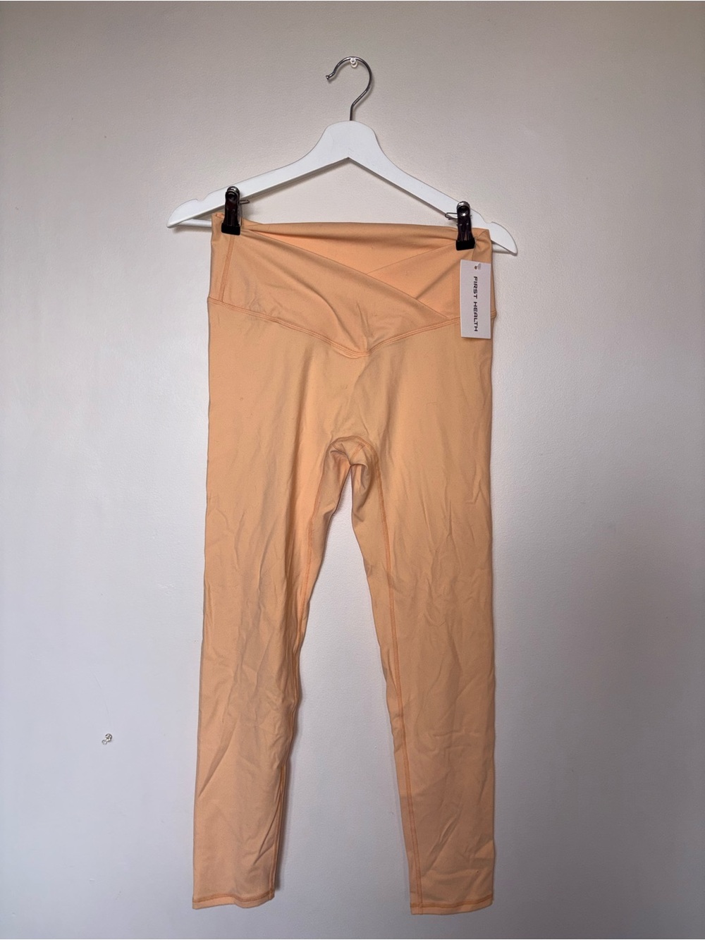 High-Rise Peach Leggings with Crossover Waistband